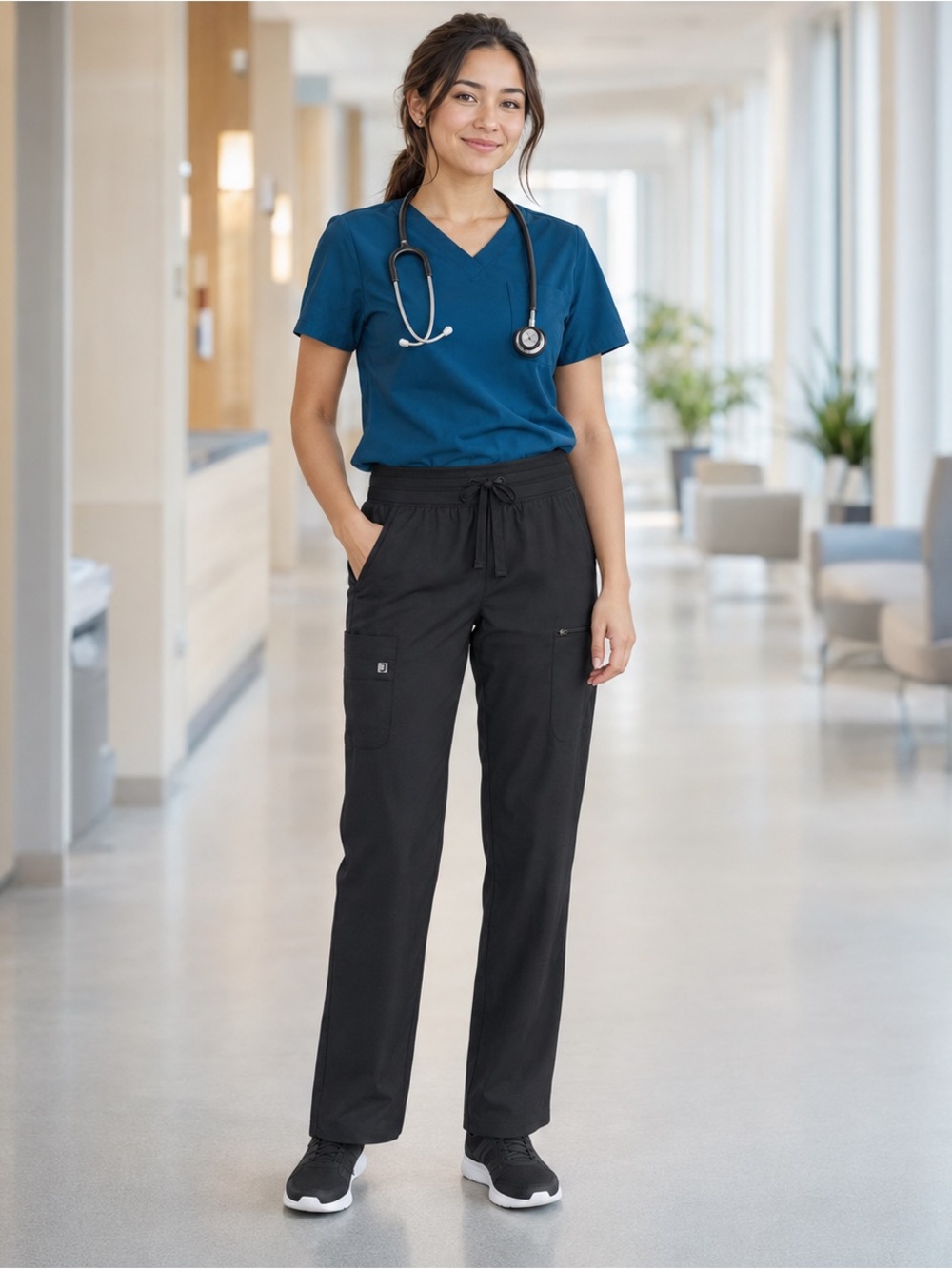 Scrub Joy Black Skinny Scrub Pants Medium Petite